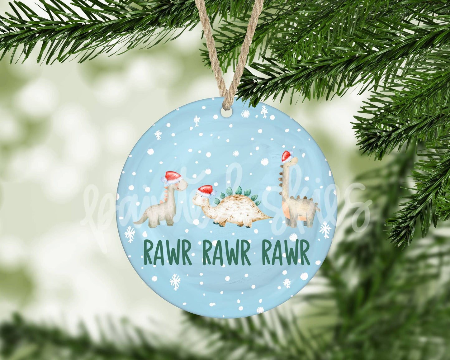 Dinosaur Rawr Christmas Ornament