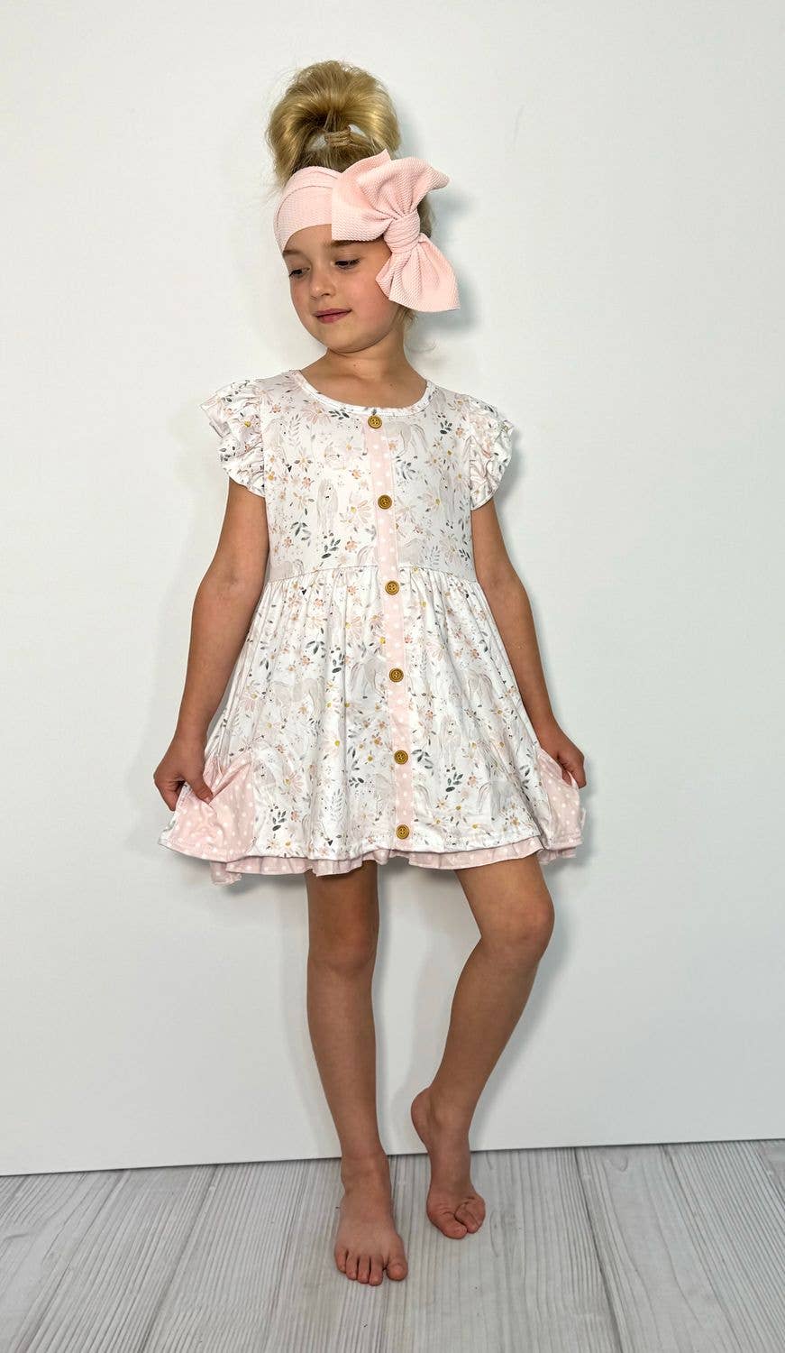 Meadow Horses Ruffle Dress