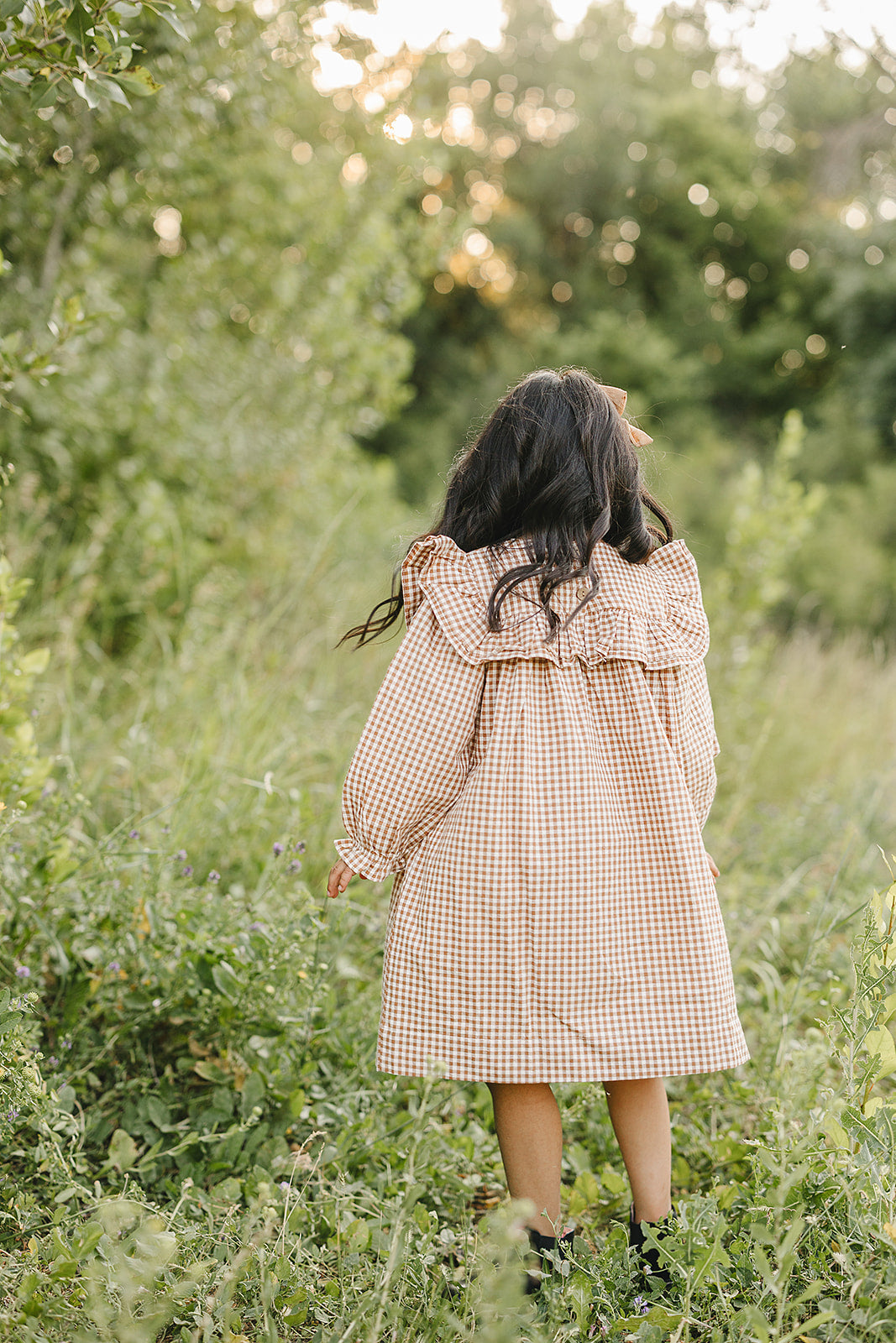 Chestnut Gingham Ruffle Dress