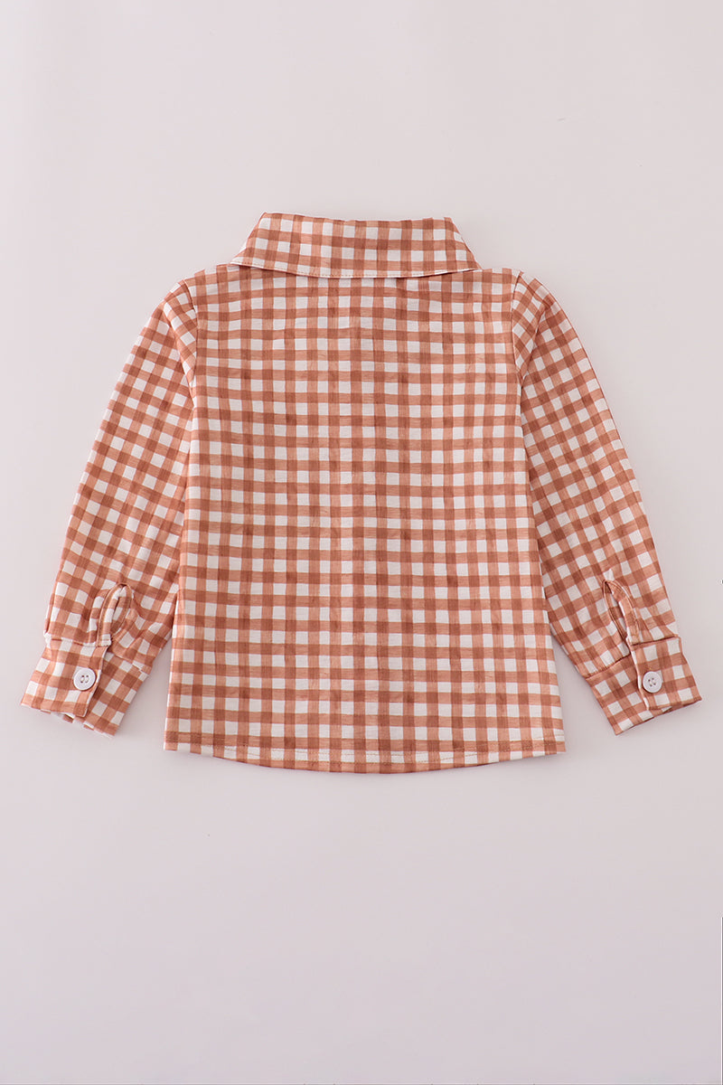 Fall Classic Rust Gingham Button-Down Shirt
