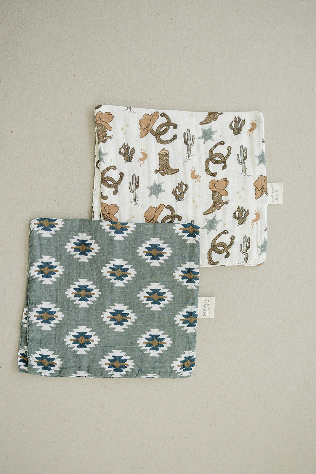 Sage Green Western Aztec Print Burp Cloth, Gender Neutral, baby shower gift