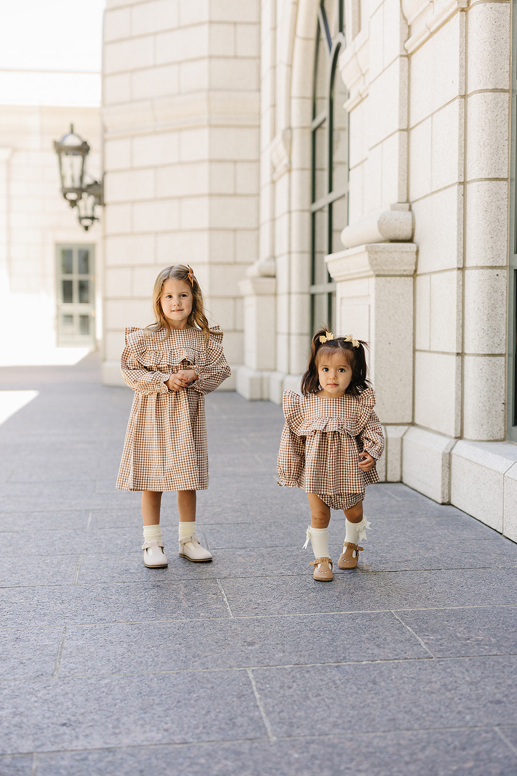 Chestnut Gingham Ruffle Dress