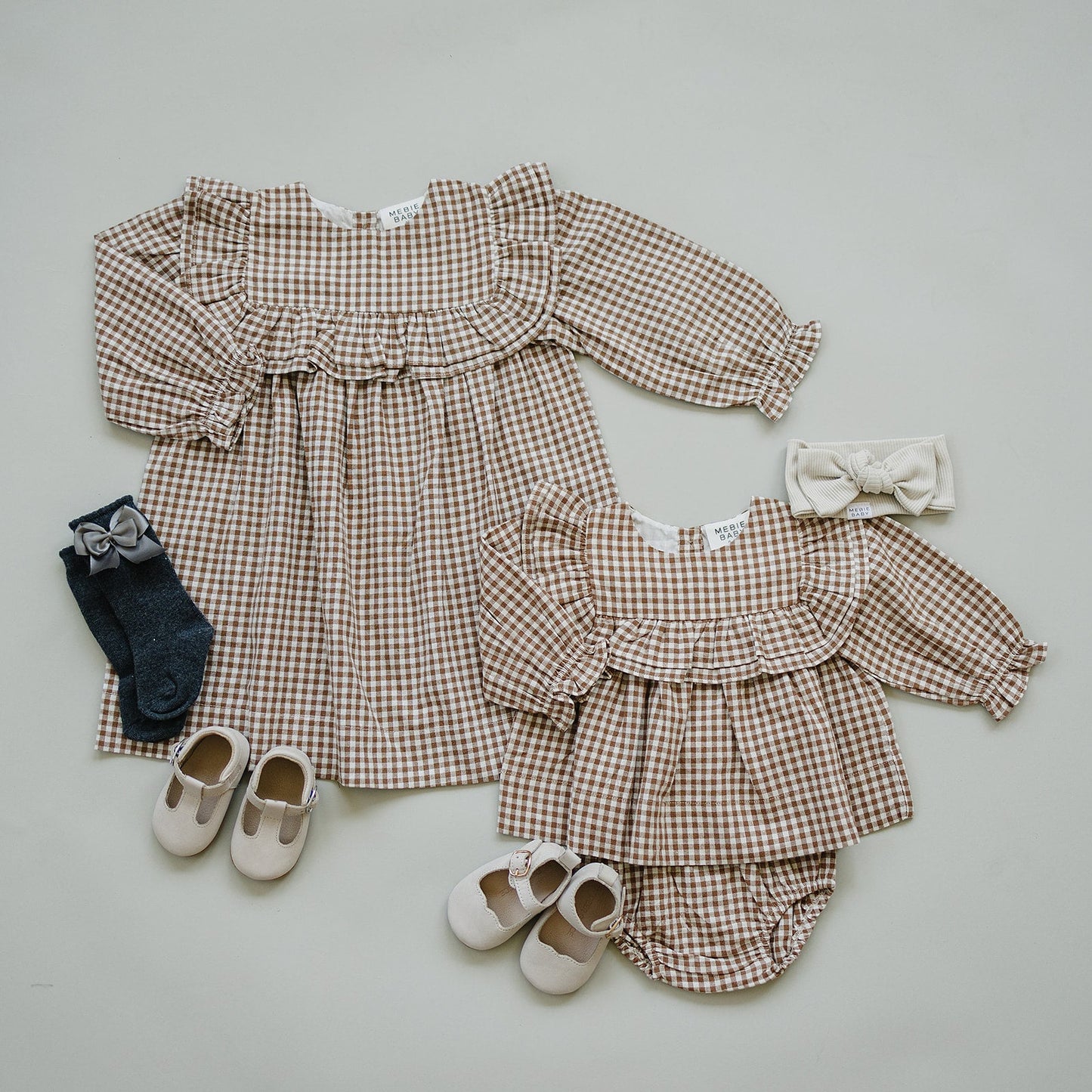Chestnut Gingham Ruffle Dress