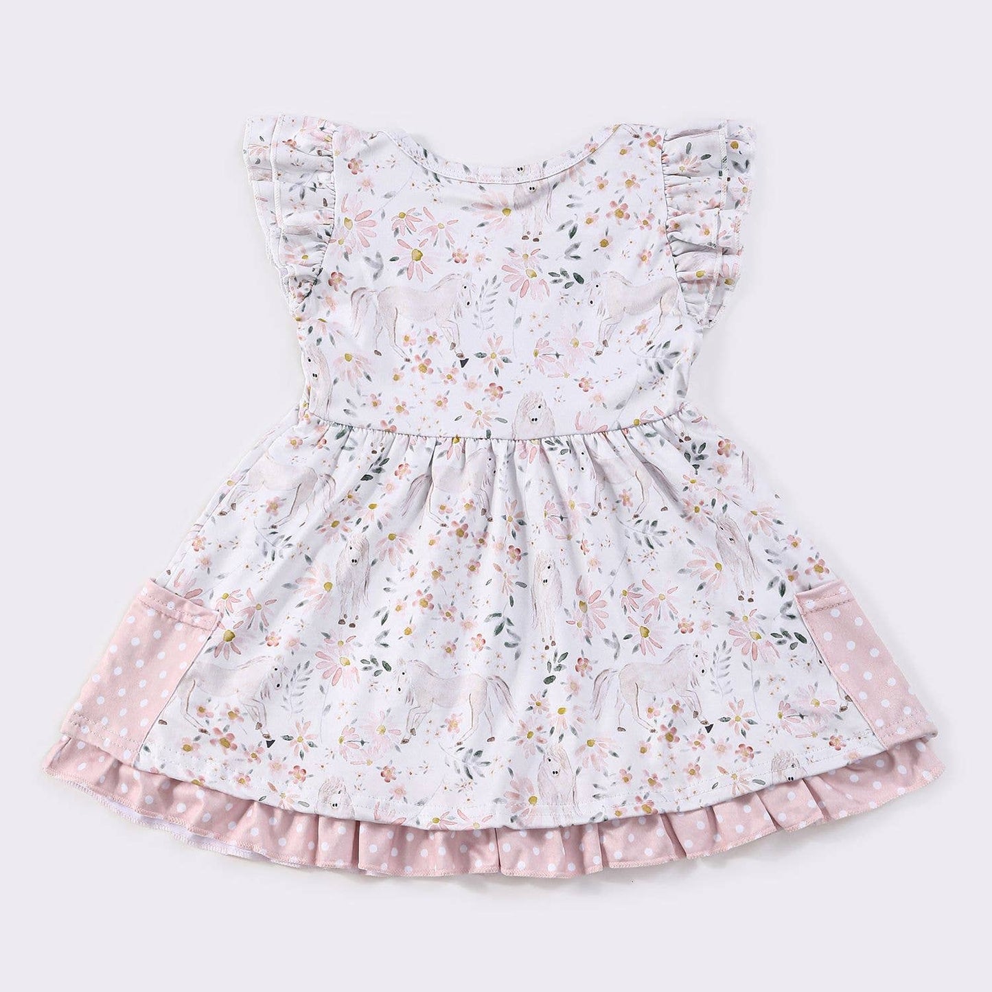 Meadow Horses Ruffle Dress