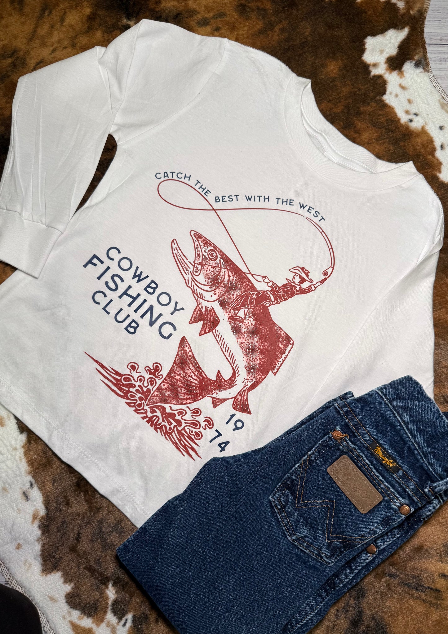 Cowboy fishing club tshirt for toddler and young boys - western boys shirt