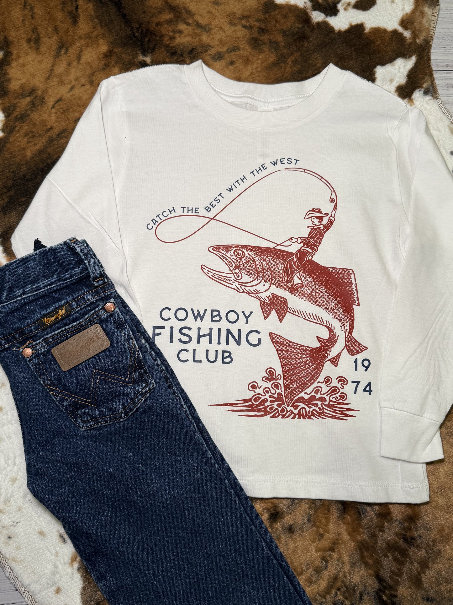 Cowboy fishing club tshirt for toddler and young boys