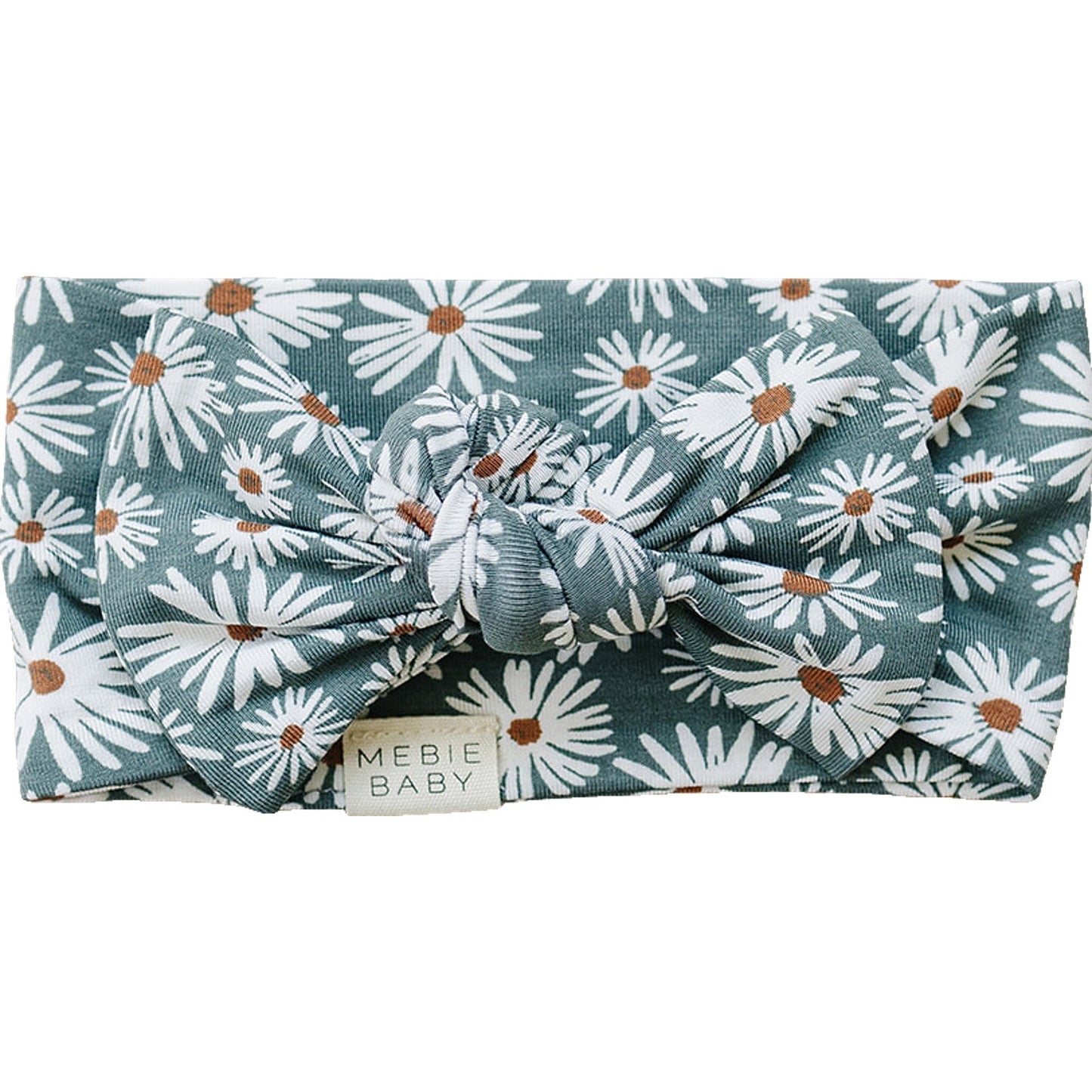 Dark Green Daisy Floral Headband for infant girls by Mebie Baby
