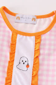 Spooky Gingham Ruffle Halloween Pajama Set