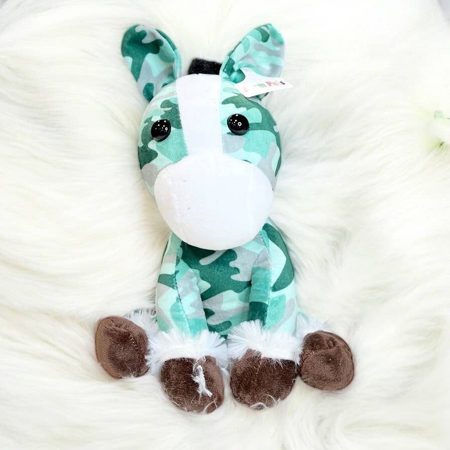 Green camo plush horse farm pal