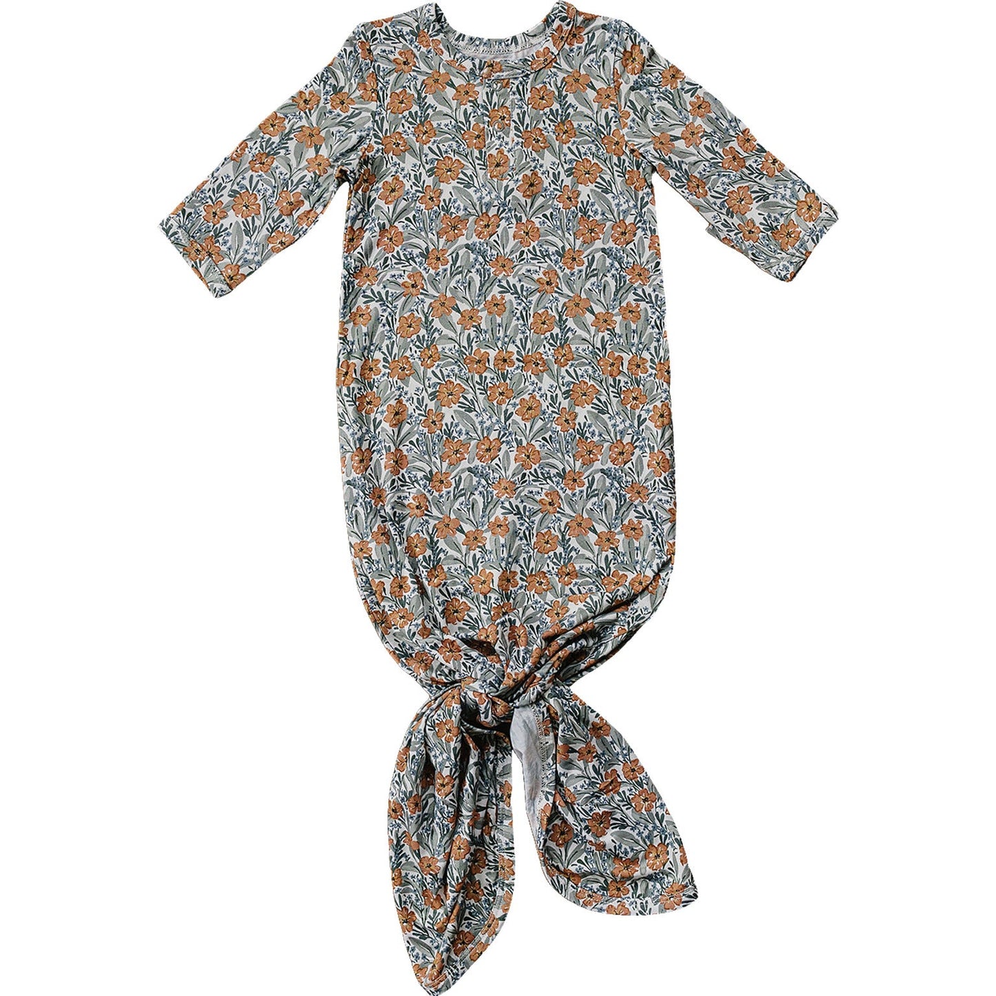 Floral Meadow Bamboo Knot Gown for babies