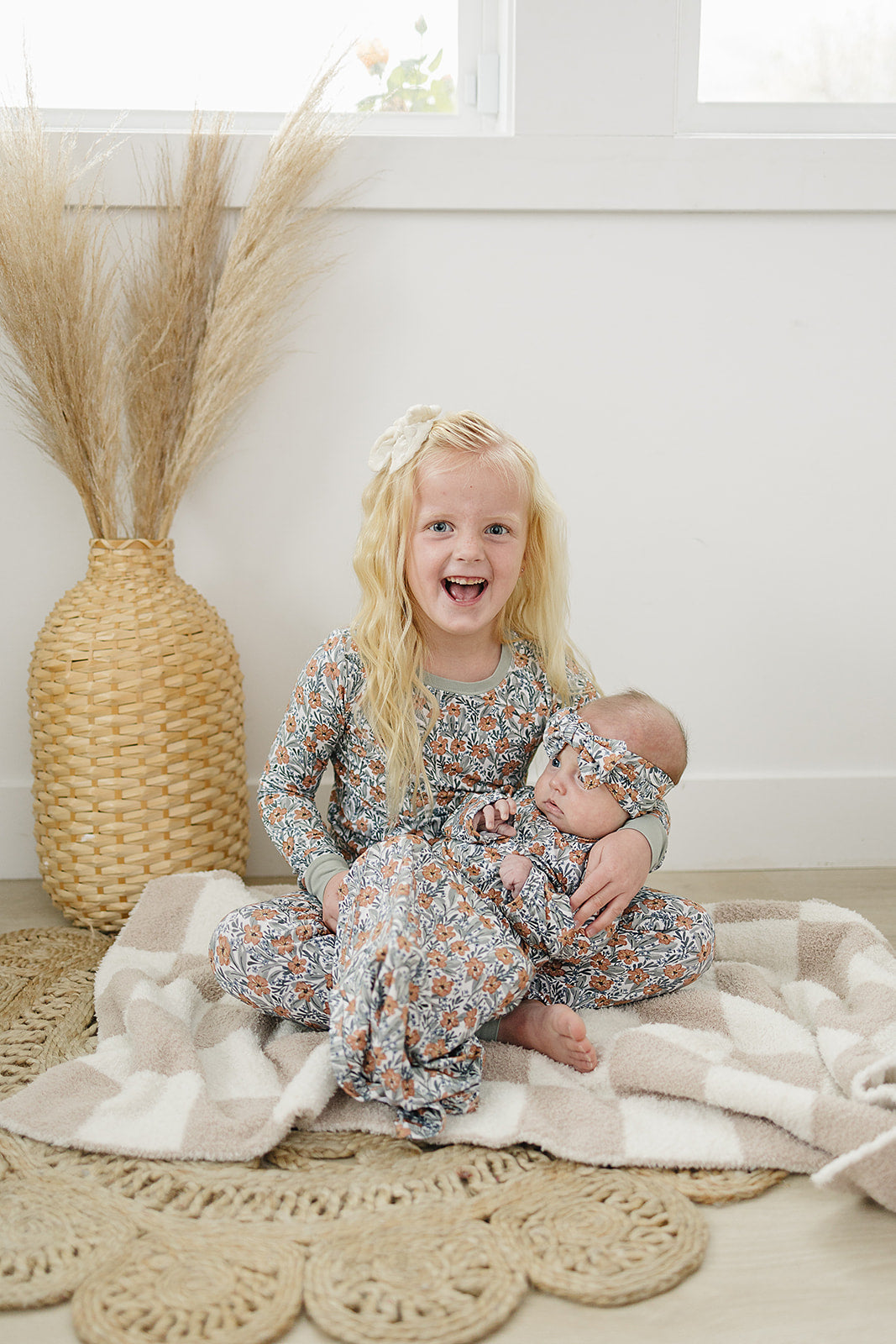Floral Meadow Long Sleeve, two piece, bamboo pajamas for baby and toddler girls