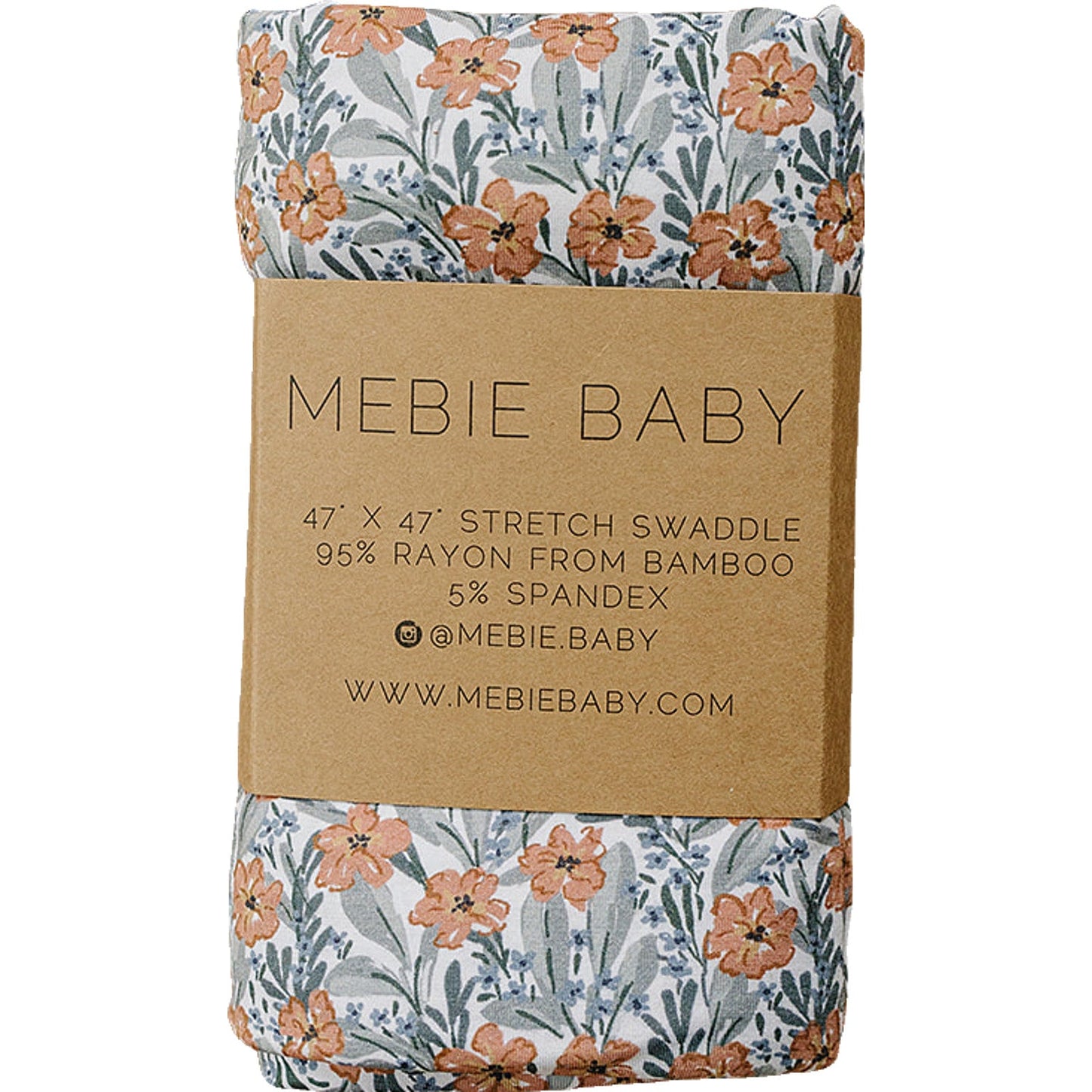 Navy floral bamboo swaddle for baby girls