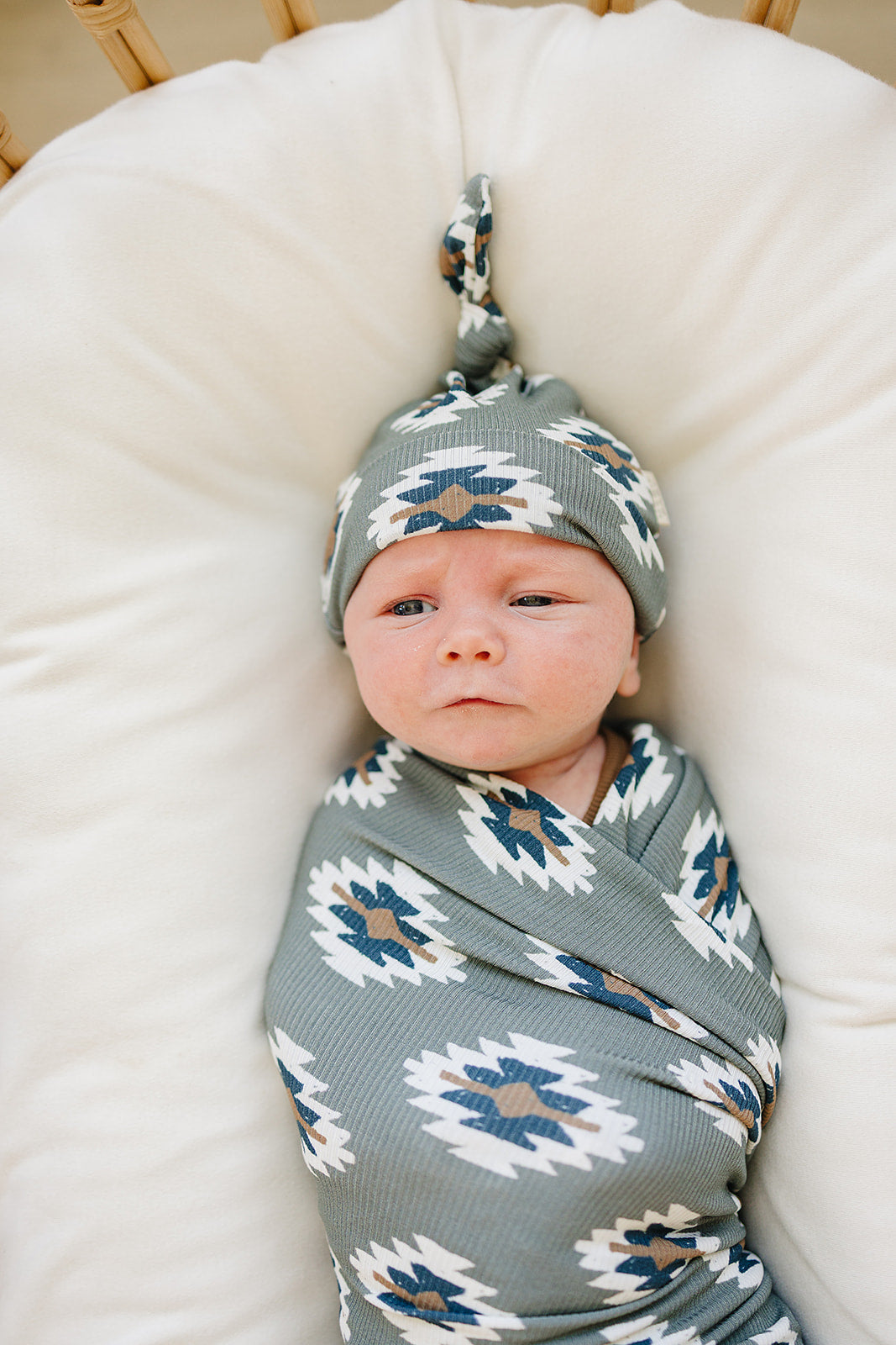Folded bamboo stretch swaddle blanket for newborns and infants
