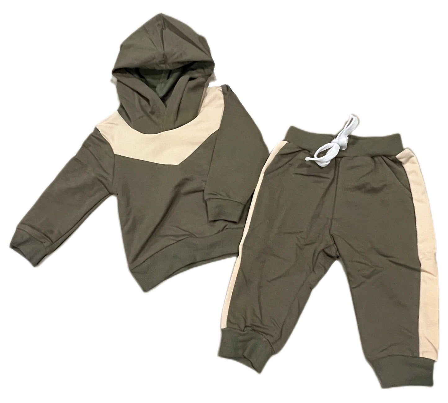 Olive and tan baby boys jogger set