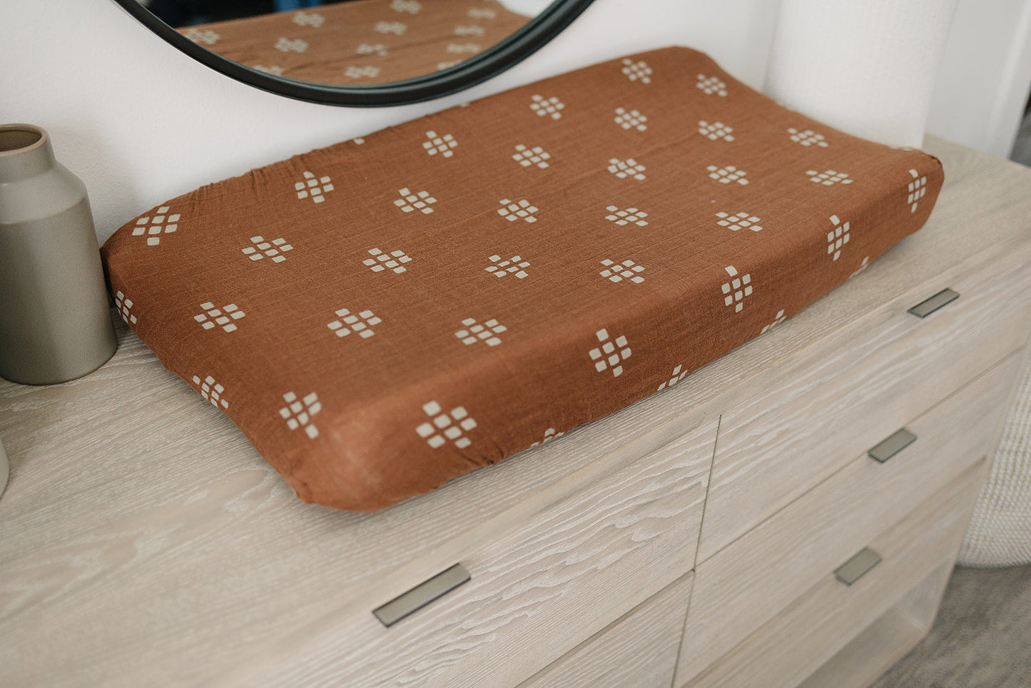 Southwestern, cowboy style changing pad cover for baby nursery