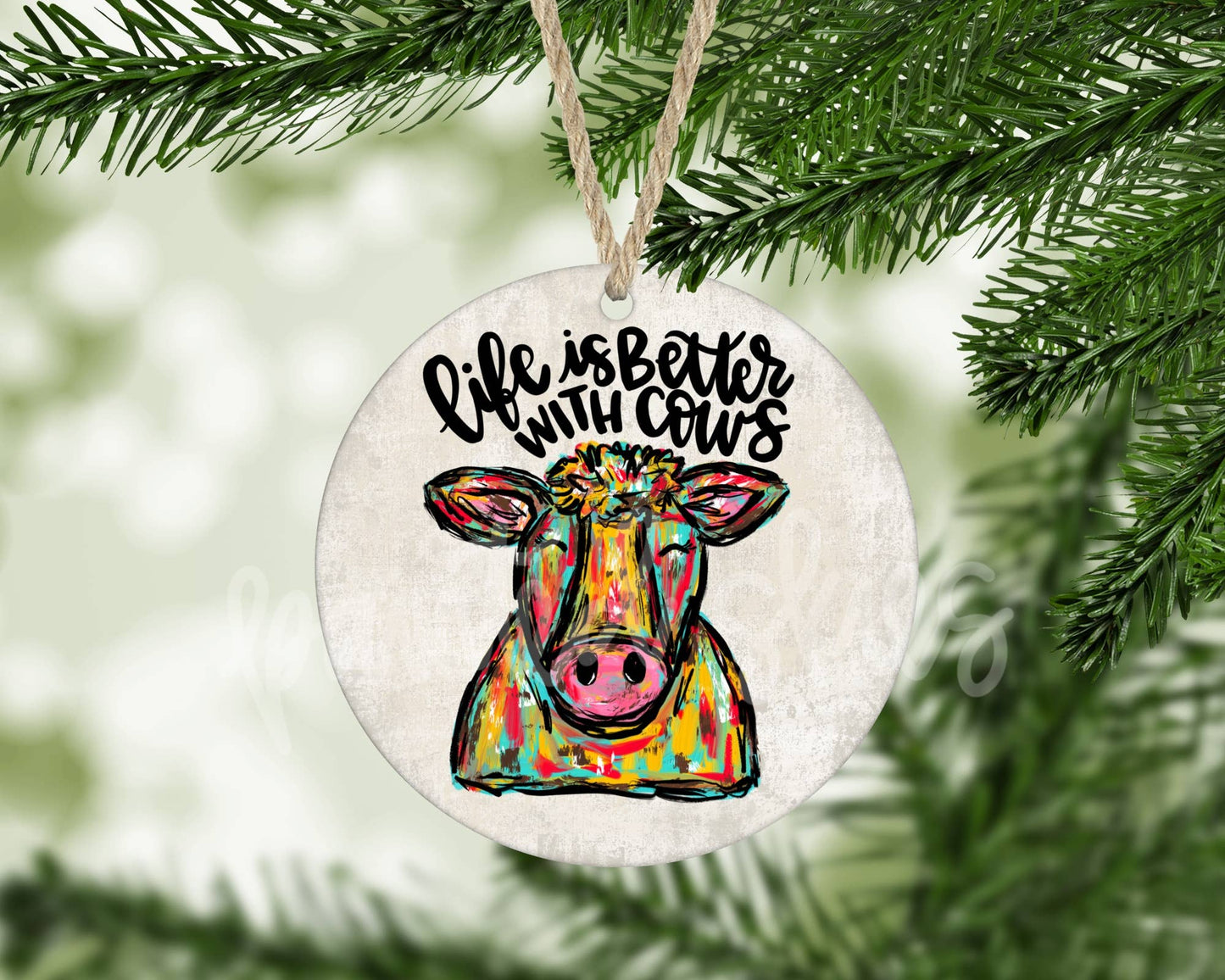 Life Is Better With Cows Christmas Ornament