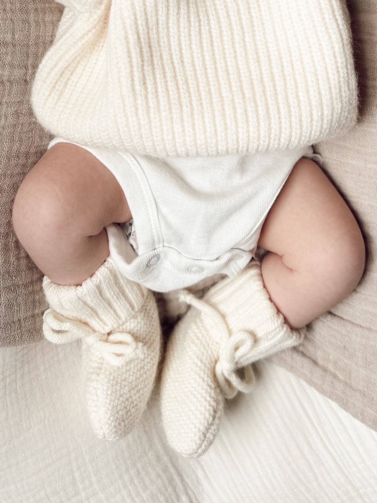 Knit Booties, Ivory: 0 - 6 mo.