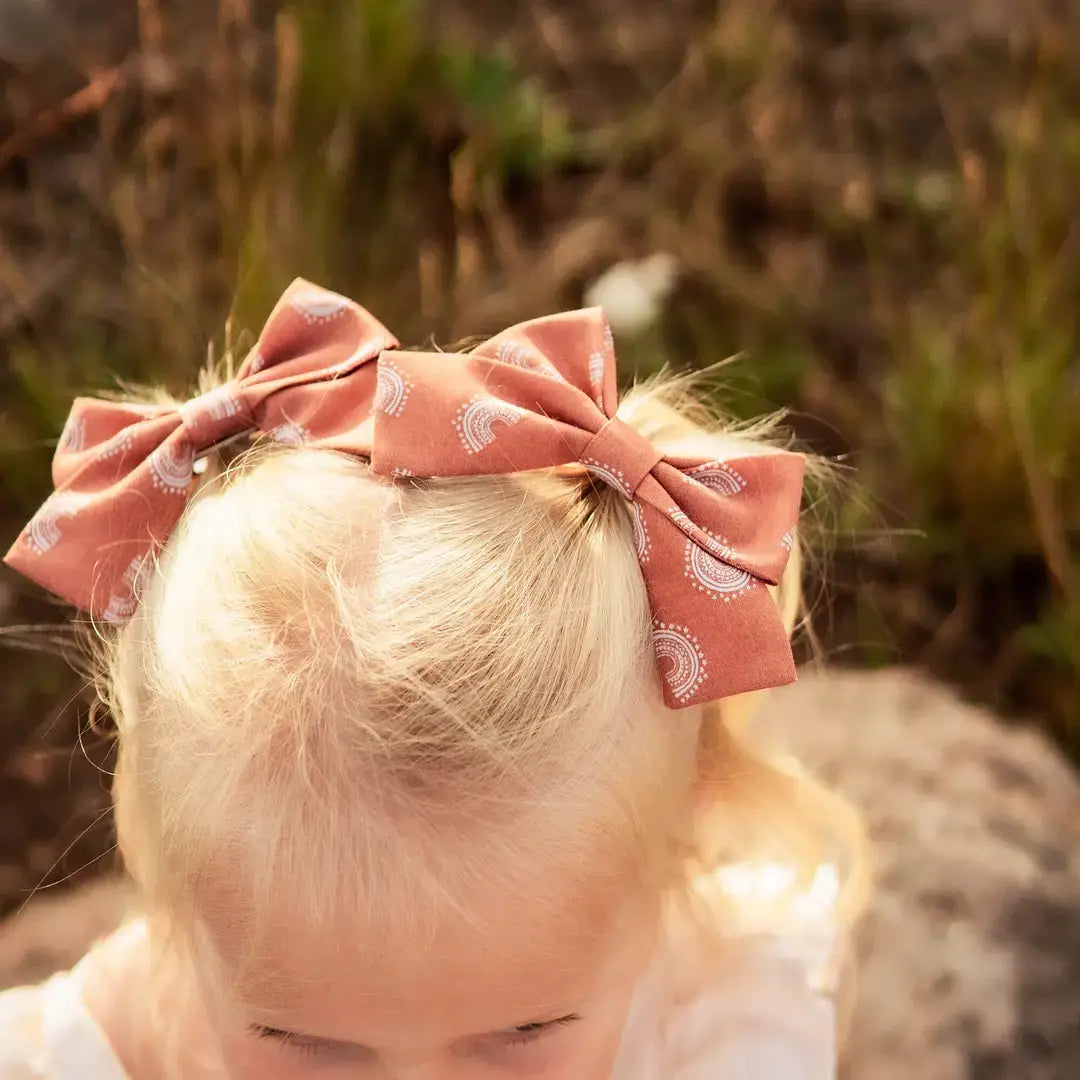 Mustard Floral Baby Bow Headband – Soft Nylon Band