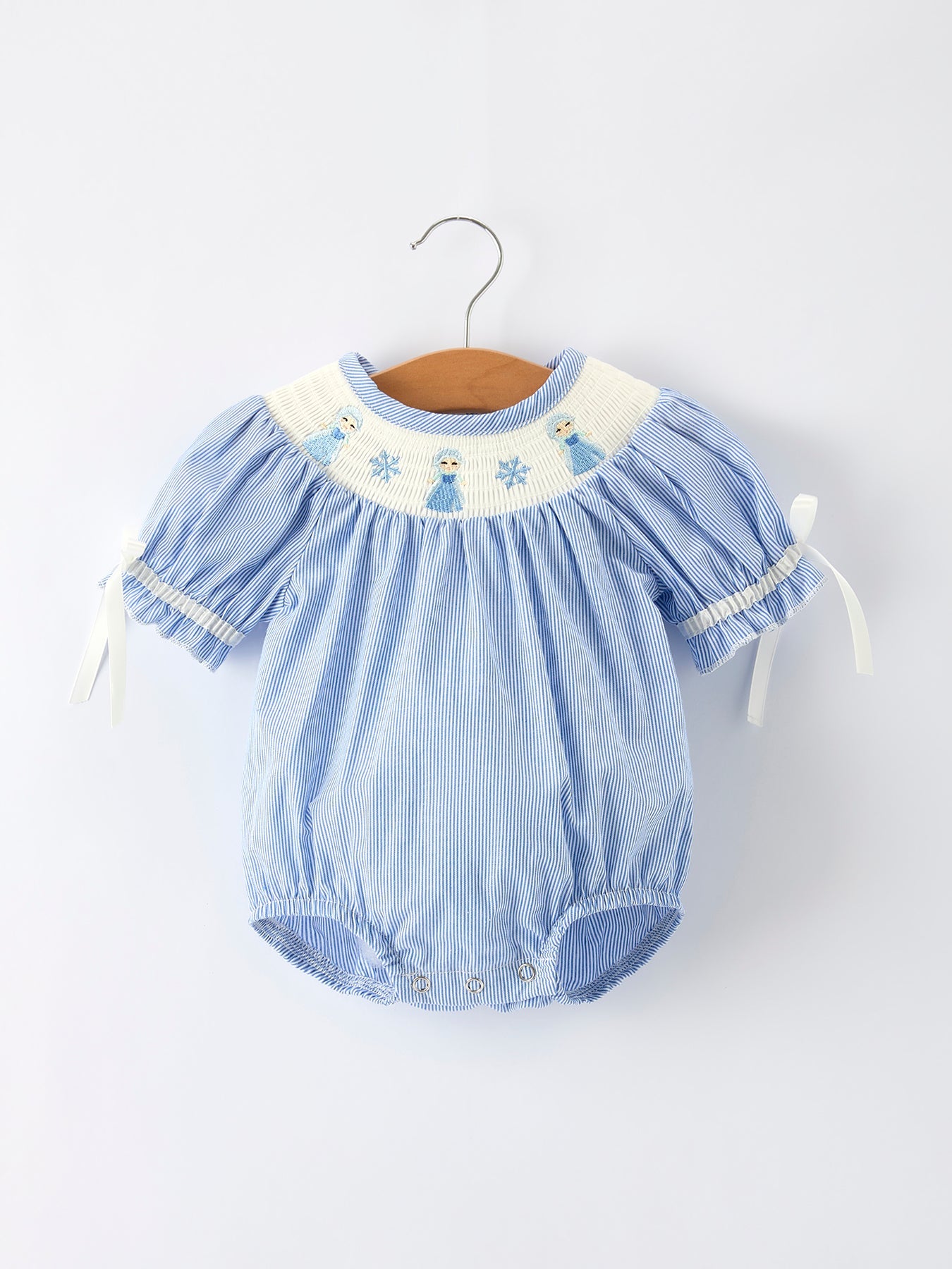 Snow Princess Smocked Bubble Romper