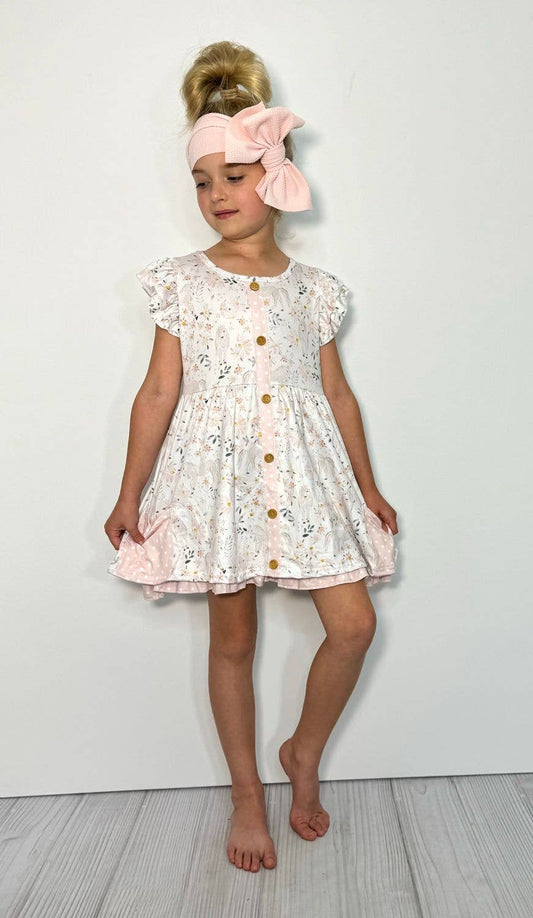 Meadow Horses Ruffle Dress