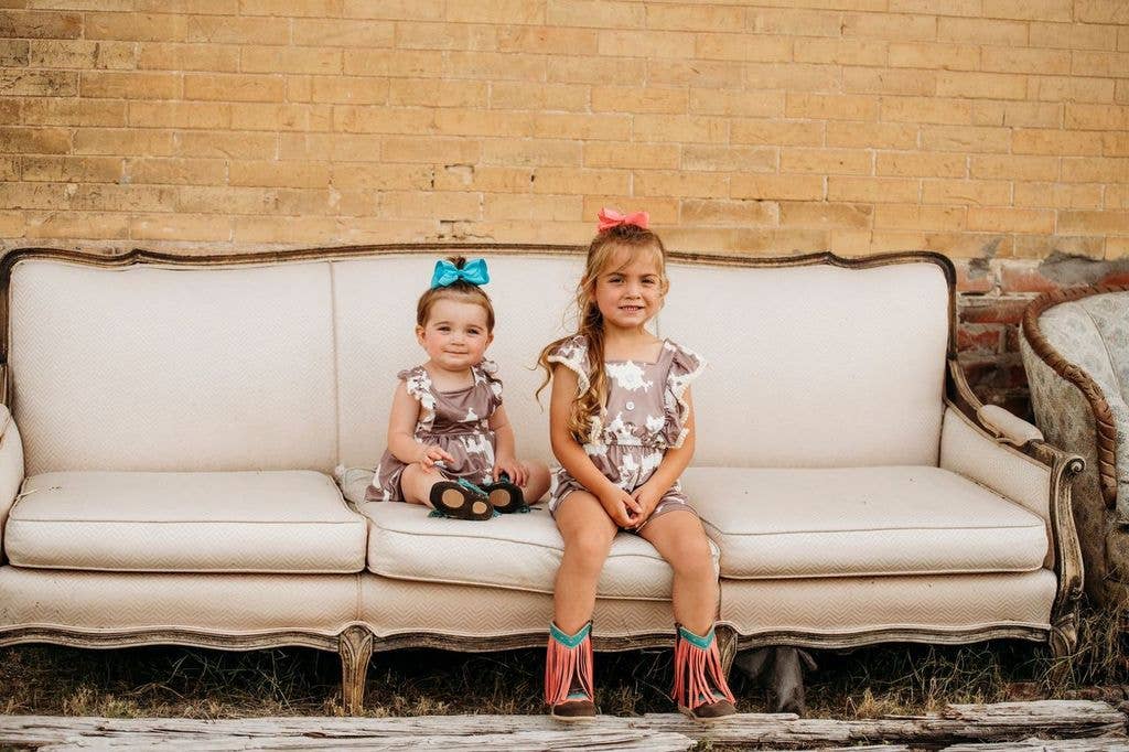 Brown Cow print Romper