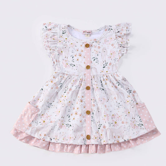 Meadow Horses Ruffle Dress