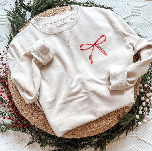Merry Christmas Simple Bow Sweatshirt