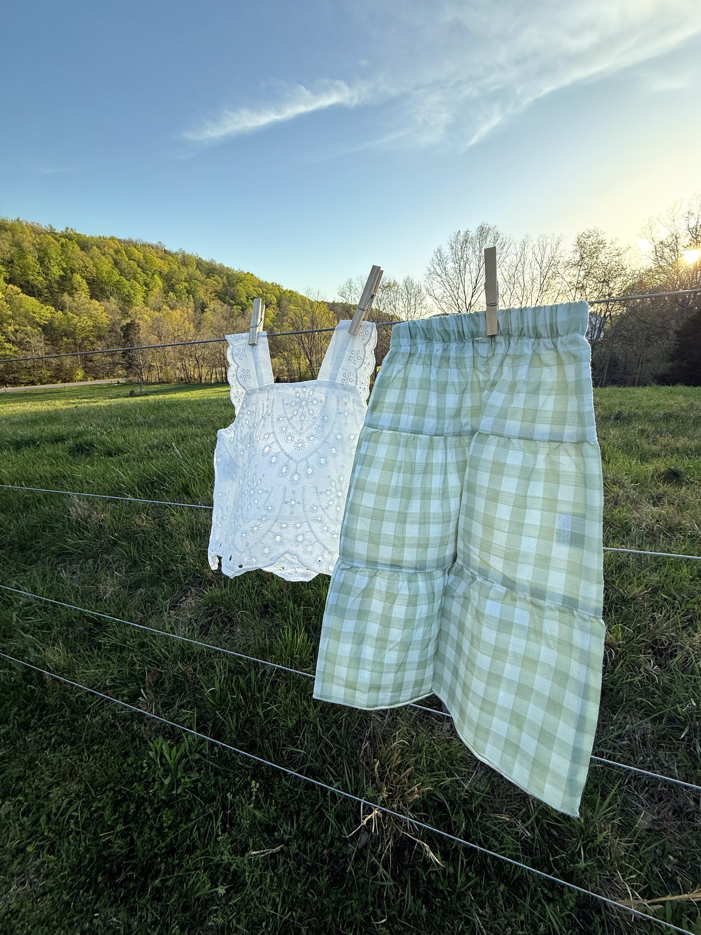 Green Gingham Two Piece Set