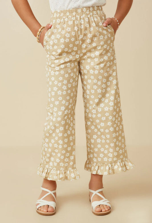 Hayden Girls Floral Ruffle Hem Pants