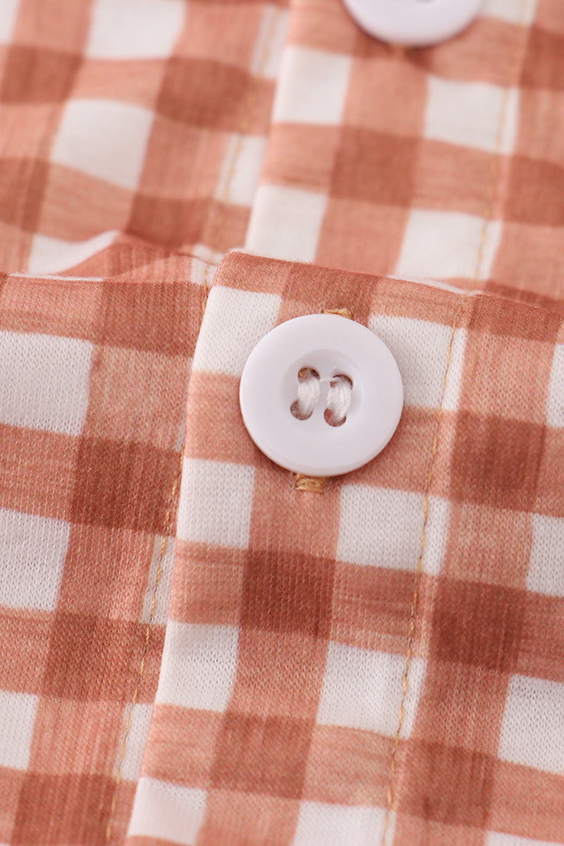 Fall Classic Rust Gingham Button-Down Shirt