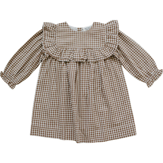 Chestnut Gingham Ruffle Dress