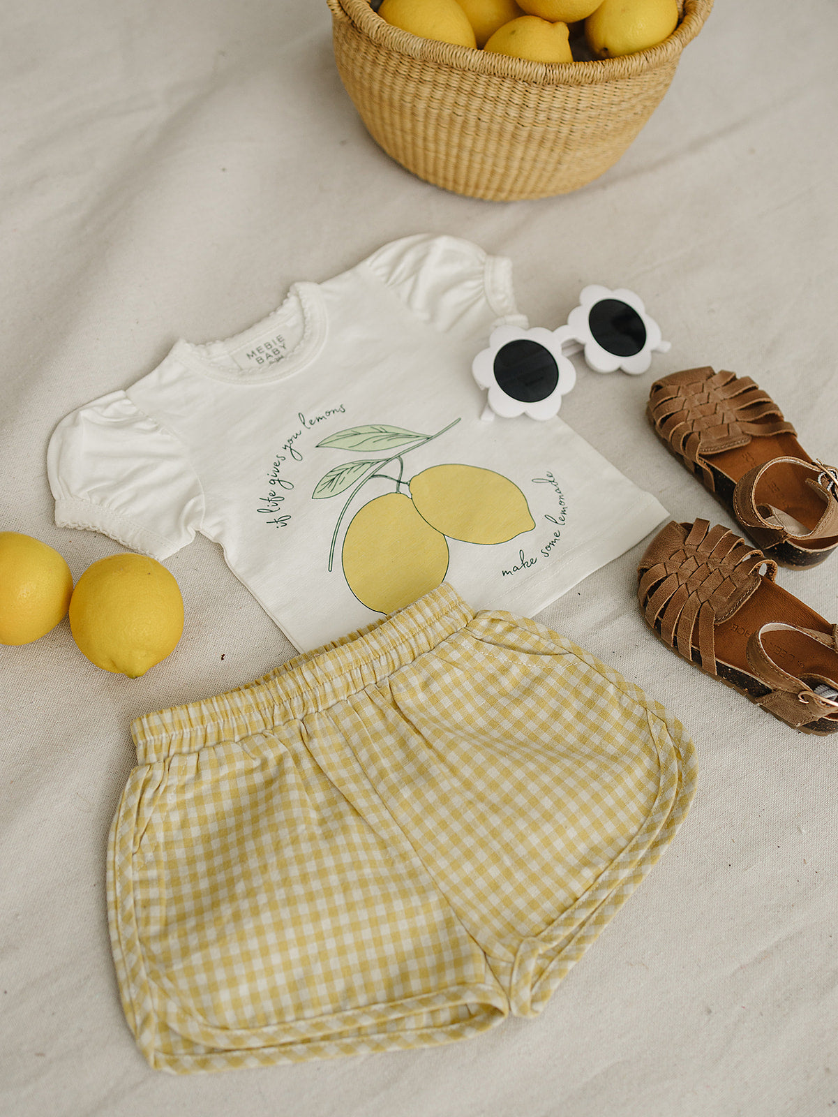 Sunny Days Yellow Gingham Shorts