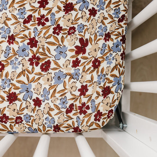 Desert Floral Ribbed Bamboo Stretch Crib Sheet