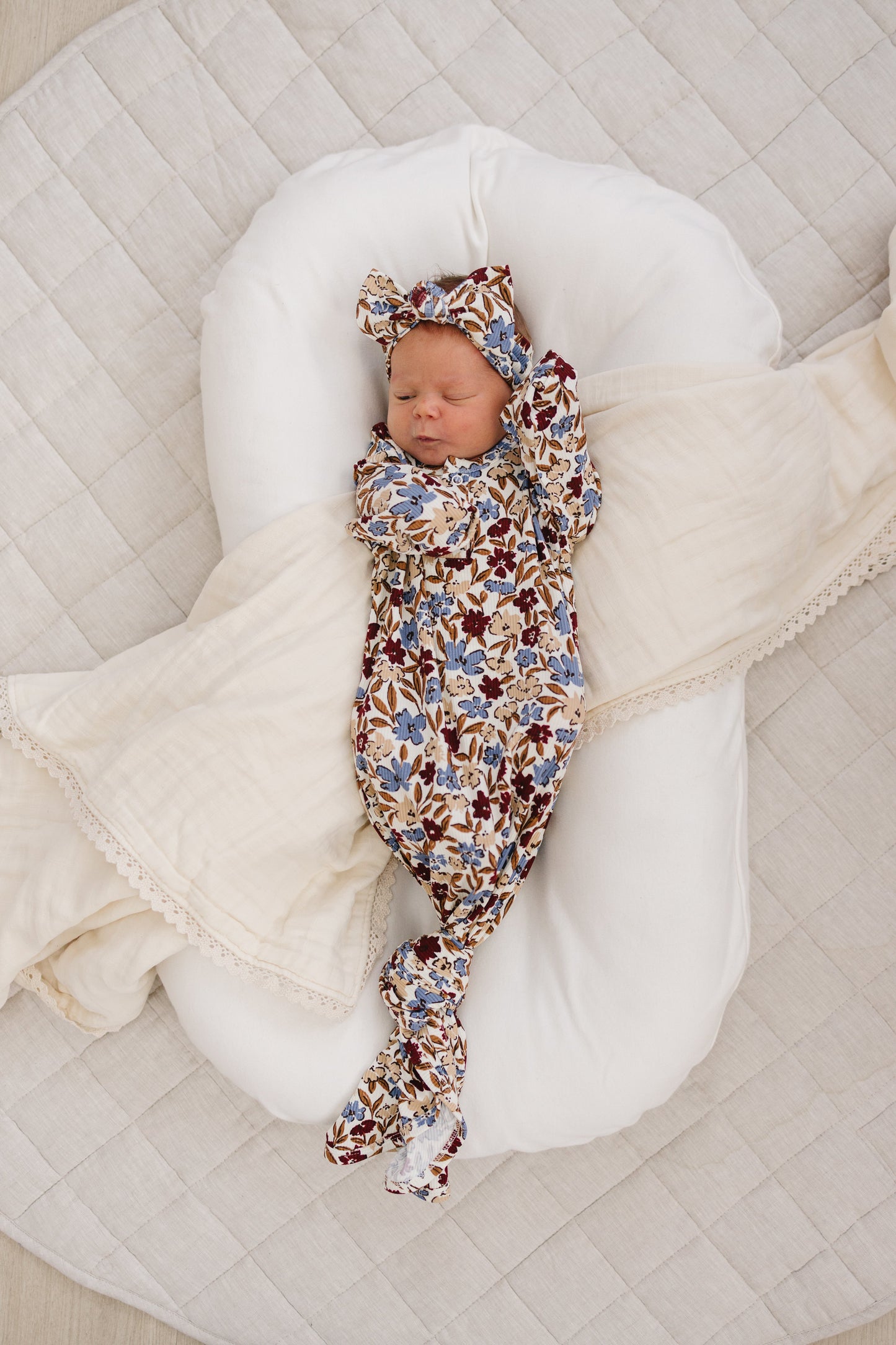 Desert Floral Ribbed Bamboo Knot Gown