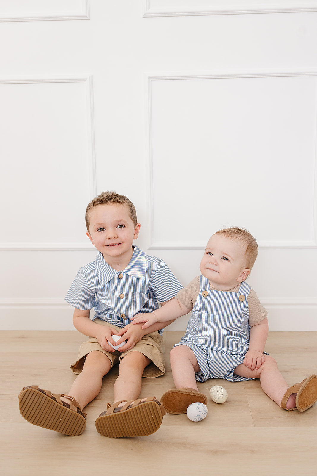blue and white striped easter outfit for baby boys