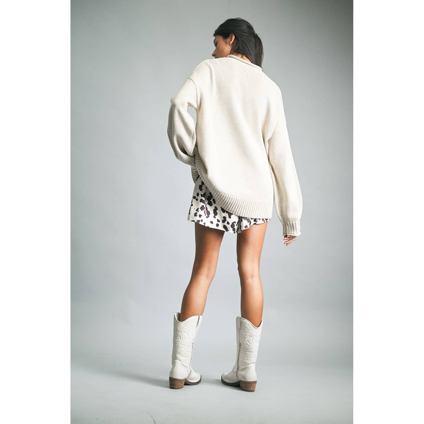 WESTERN DOG MOTIF PULLOVER SWEATER