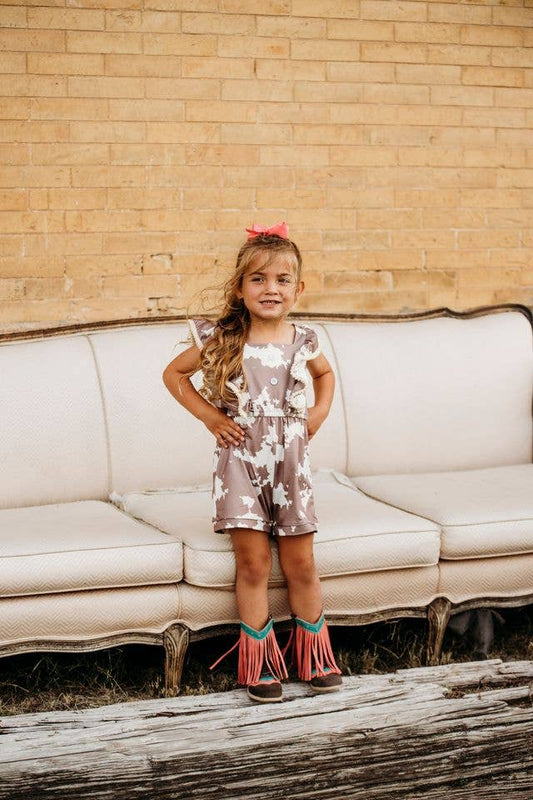 Brown Cow print Romper
