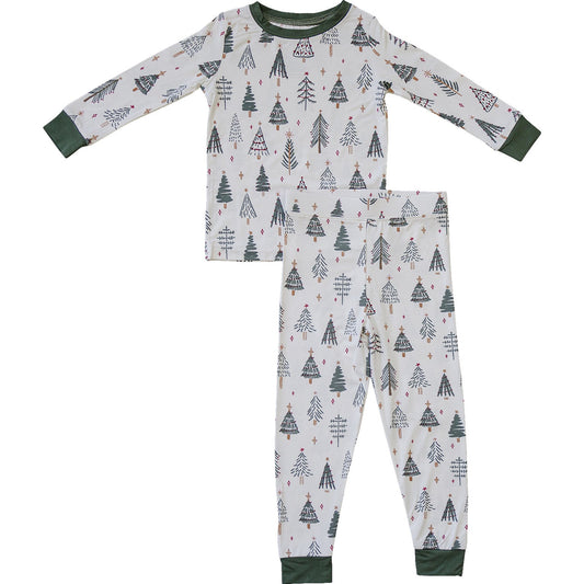 Classic christmas tree bamboo pajamas for toddler