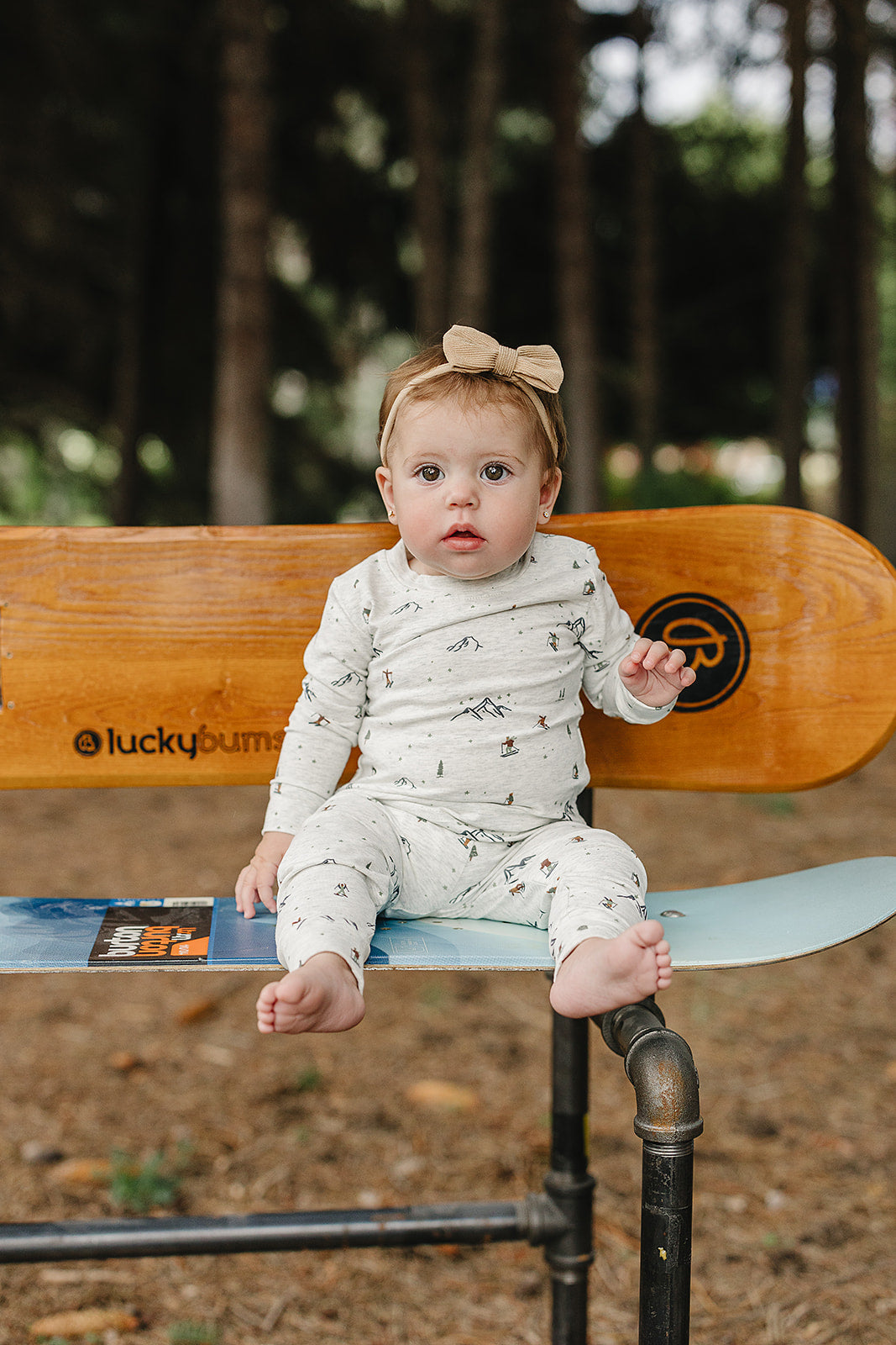 Cream winter print baby outfit perfect for cold weather