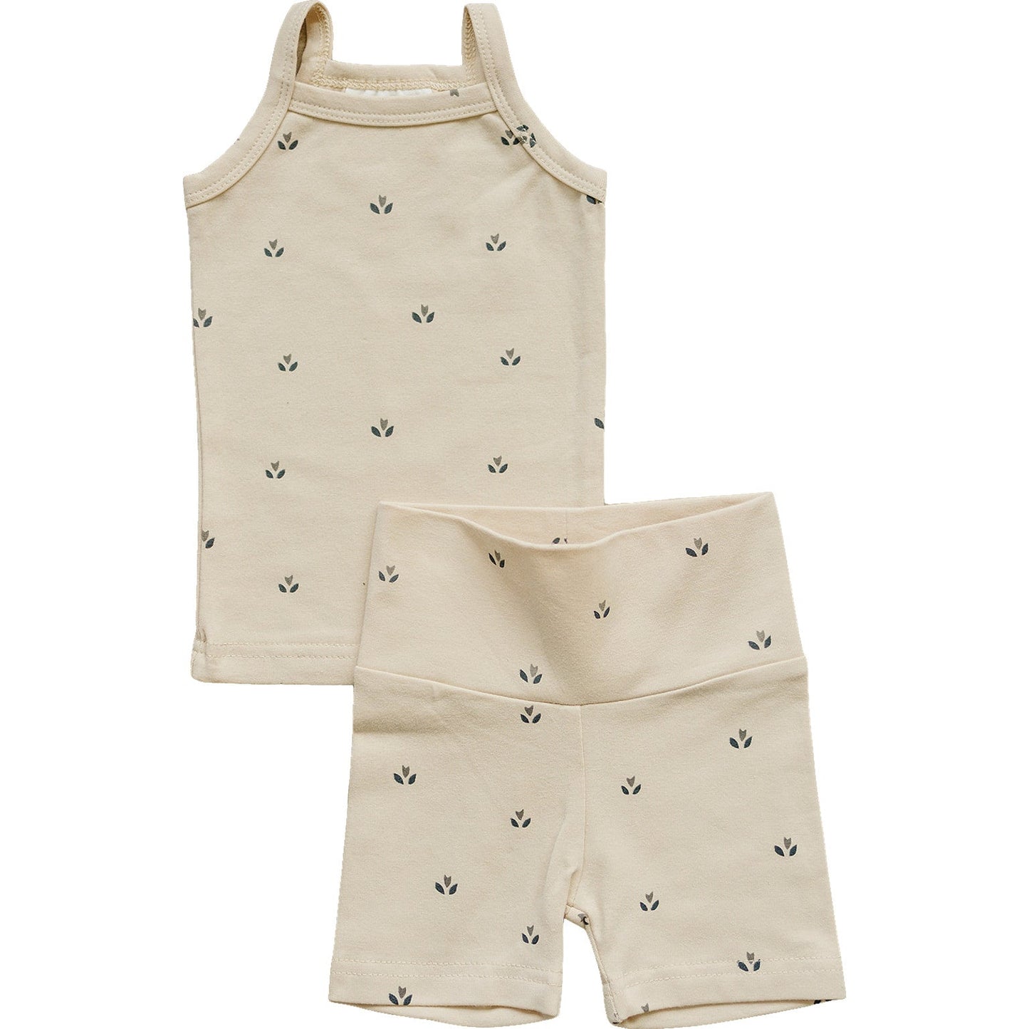 Cream Tulip tank and biker short set for little girls by Mebie Baby 