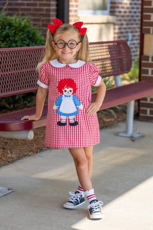 Dolly Red Raggedy Ann Applique Dress