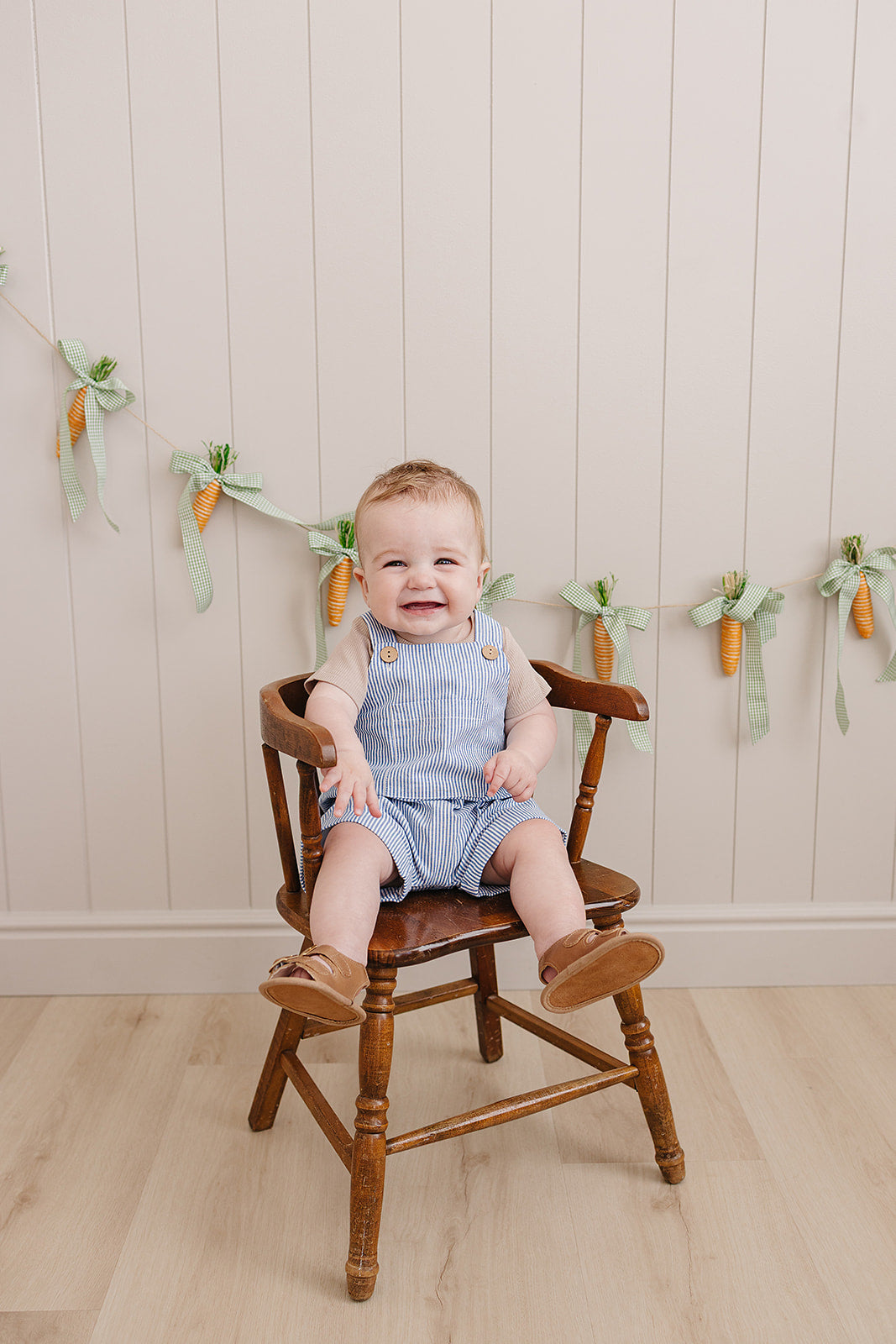 Easter Outfit for baby boys - blue and white striped overalls
