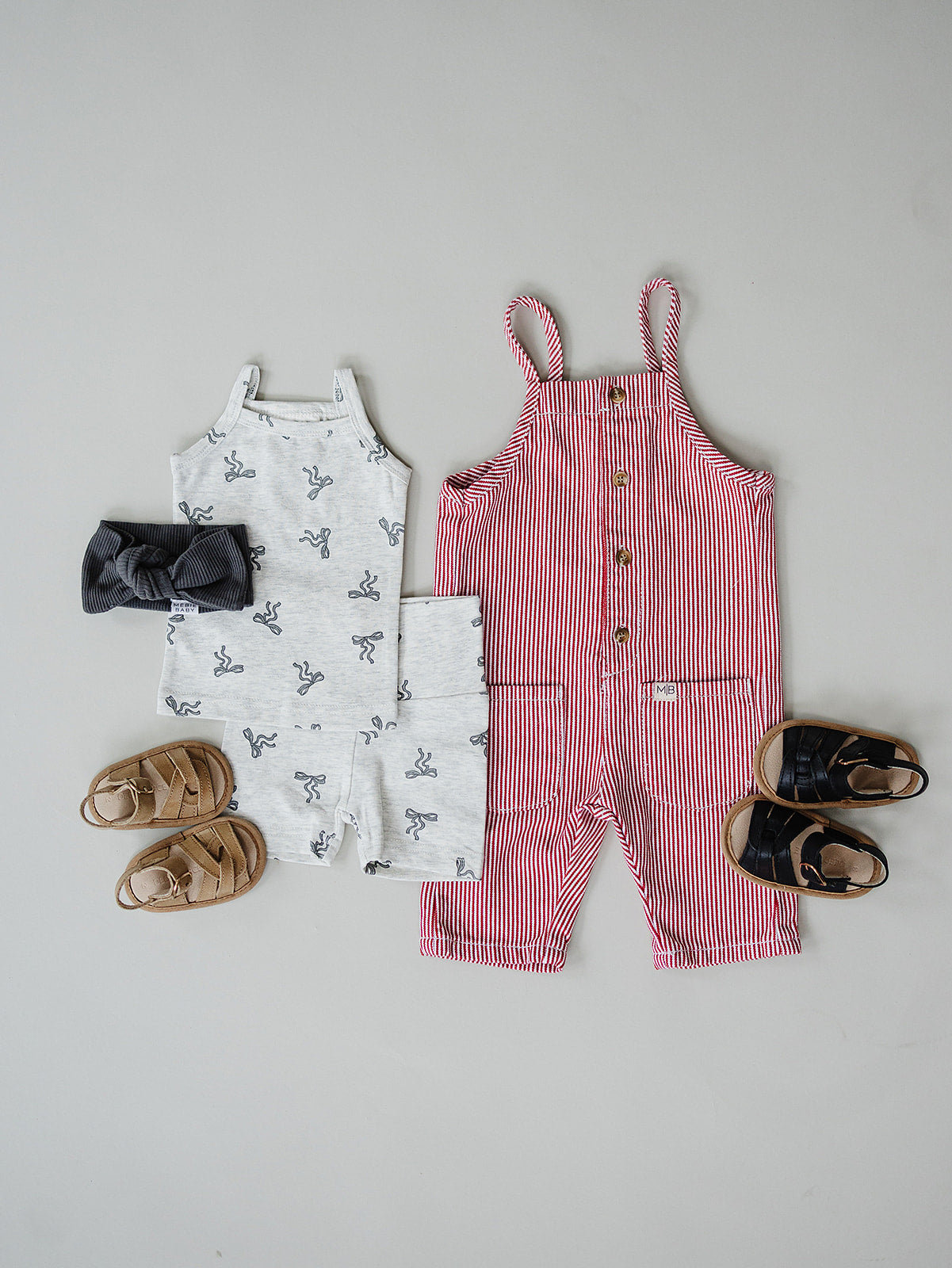 baby girl's coquette bow grey biker shorts set for baby and toddler girls