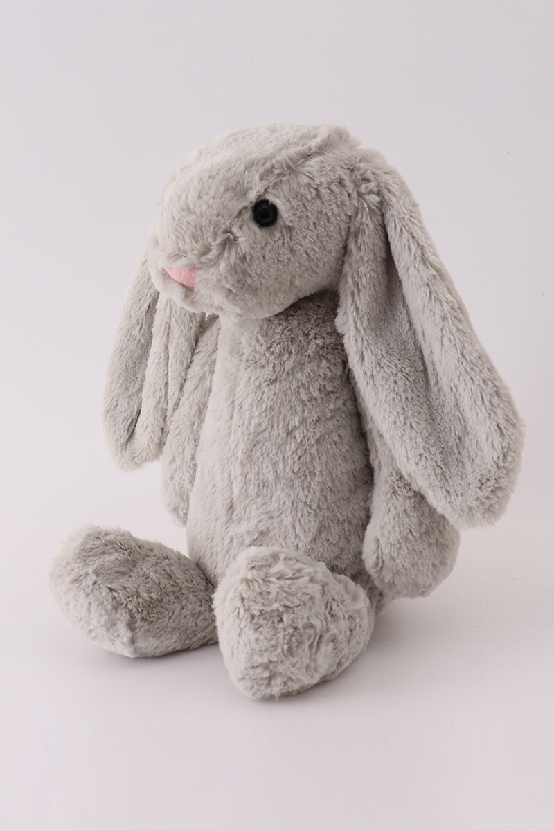 Grey plush bunny stuffed animal, 16 inch neutral soft Easter bunny for boys or girls