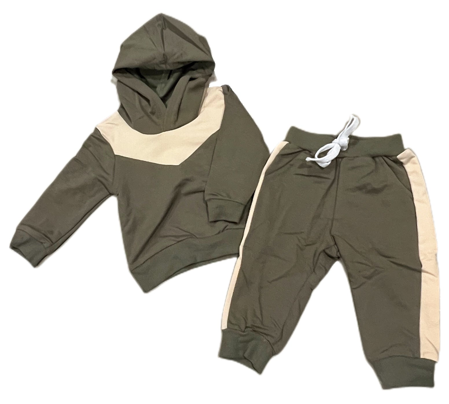 Olive and tan baby boys jogger set 
