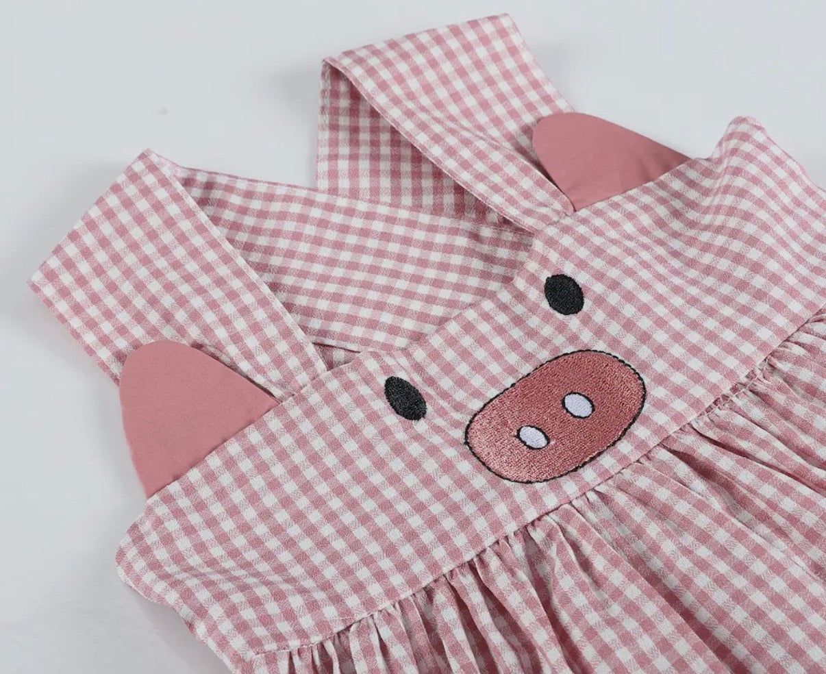 Boutique girls classic style gingham farm dress 