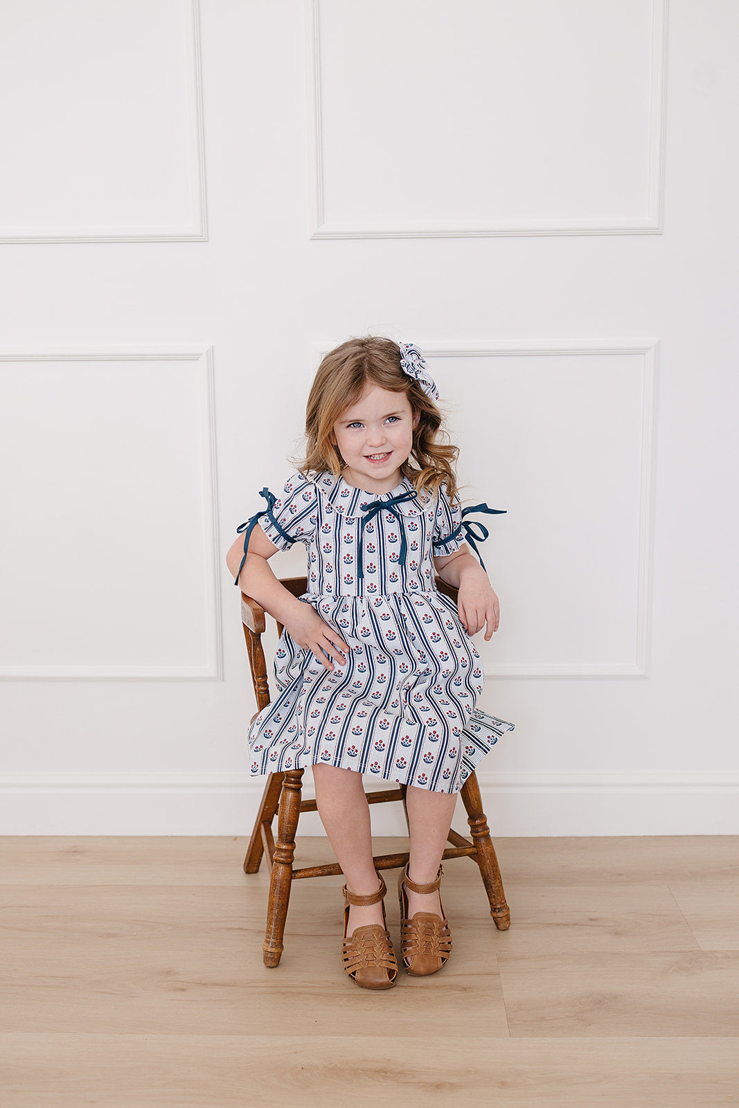 blue floral 100% cotton dress for girls 